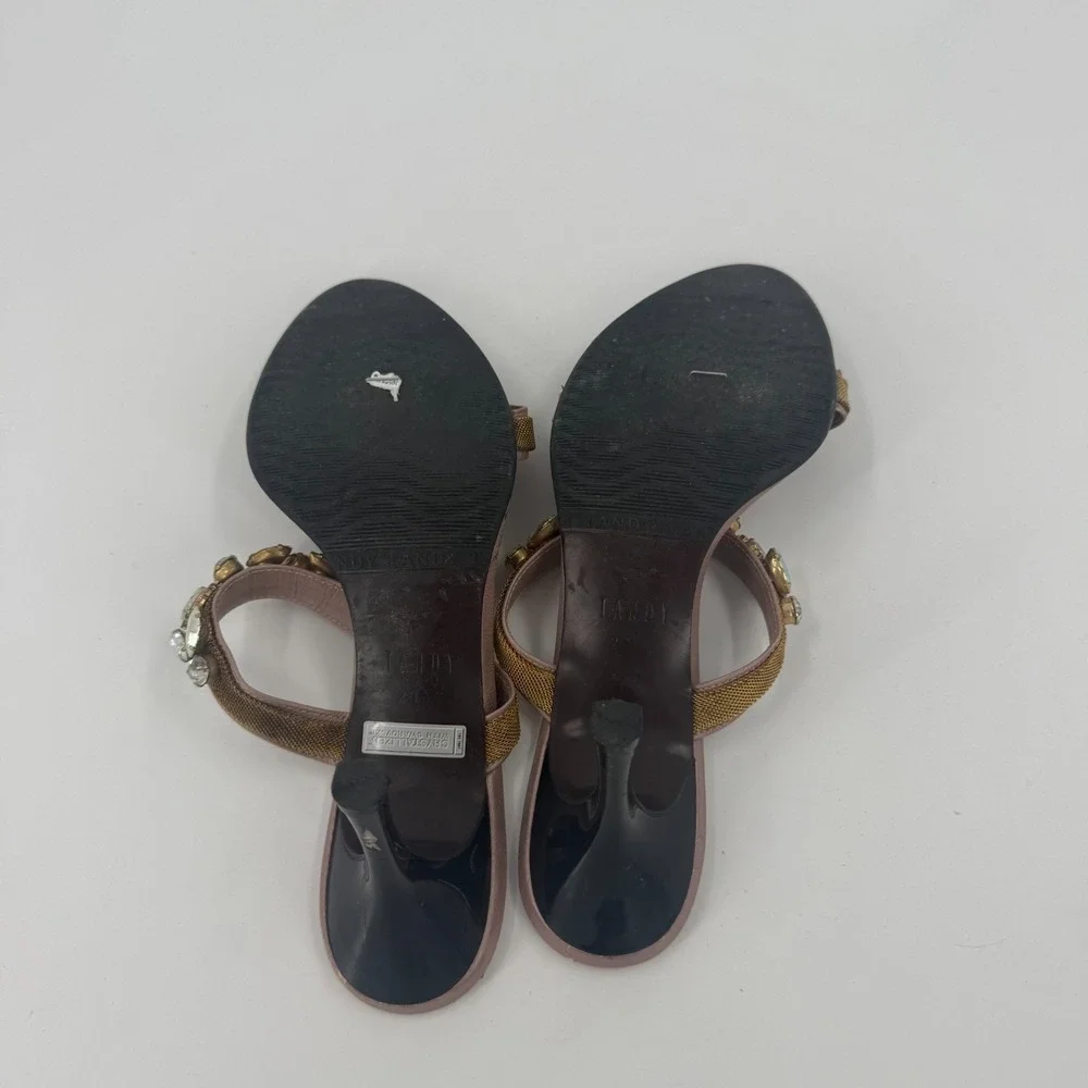 Tandy Stiletto Heel Sandals Womens Size 15 Bronze Embellished Open Toe Partywear
